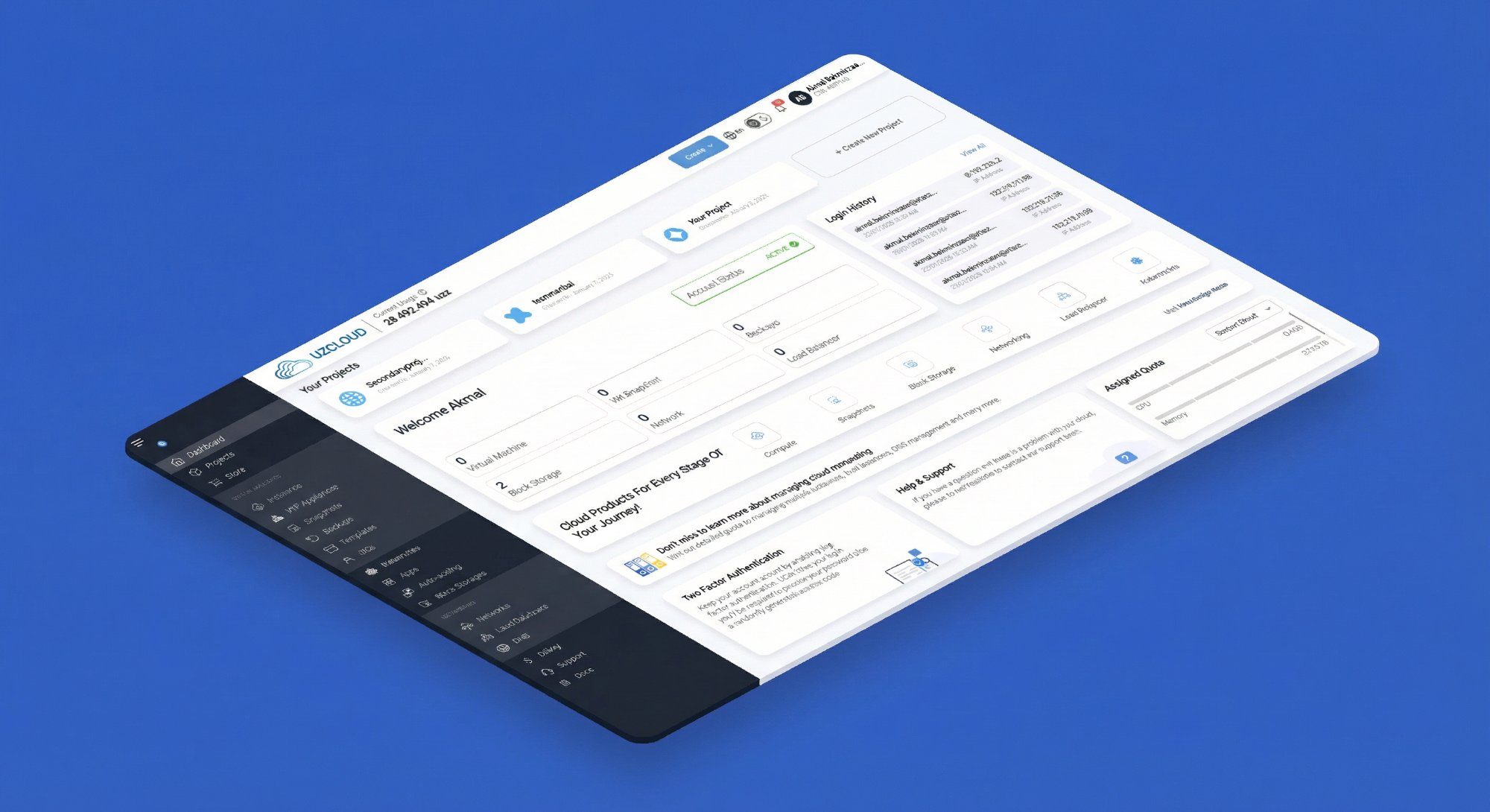 UzCloud Console Interface
